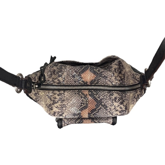 Aimee Kestenberg Purse Zoe Satchel Shoulder Bag Quilted Snakeskin Black Brown - Picture 7 of 15